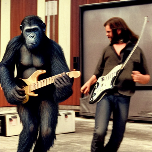 Damn Dirty Apes from Planet of the Apes playing a fender jaguar