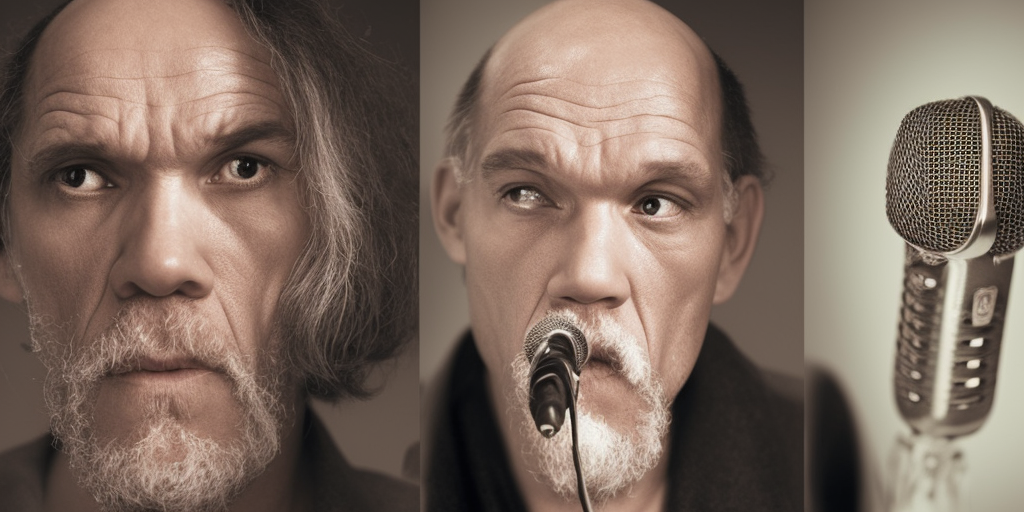 a microphone grows out of the mouth of John Malkovich
