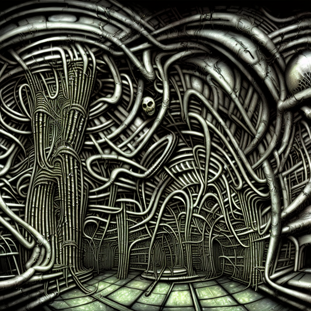 high detail photoreal H. R. Giger style underground alien world