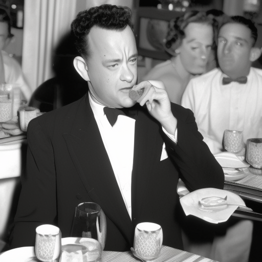 Tom hanks as a waiter in a restaurant in 1953 