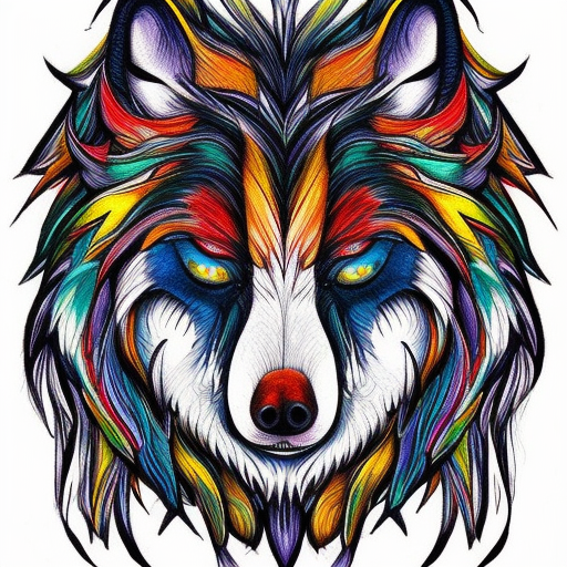 Starwolf, high quality, colourful pencil illustration high quality