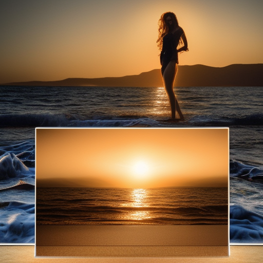 Create an image of a majestic landscape featuring a picturesque sunset with warm, golden light illuminating the sky.The background should also feature a body of water, such as a lake or ocean, with gentle waves lapping at the shore. ultra-realistic portrait cinematic lighting 80mm lens, 8k, photography bokeh