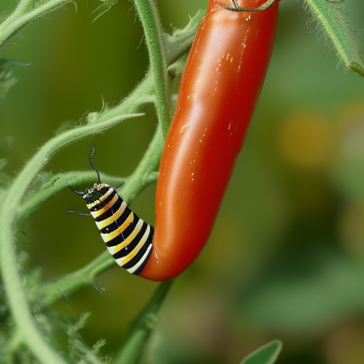 caterpillar on tomato plant