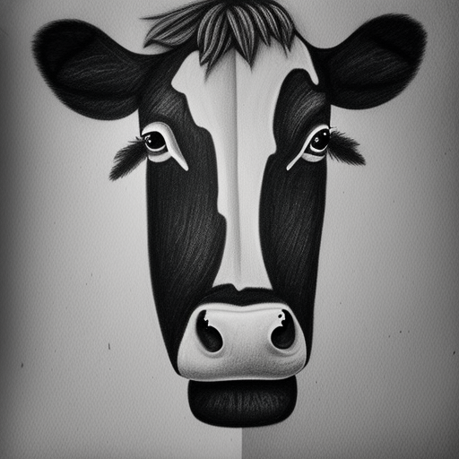 Half man half cow black and white pencil illustration high quality