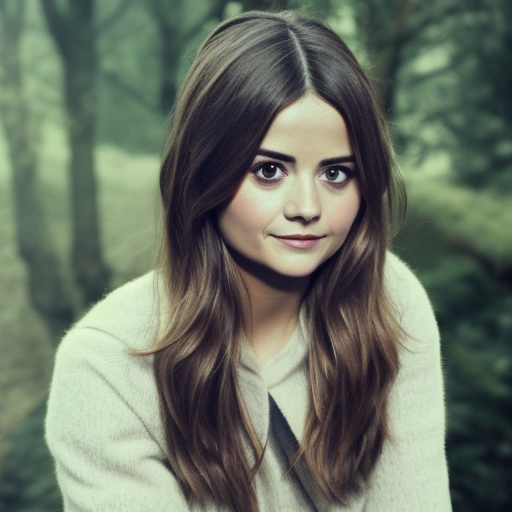 jenna coleman with fox ears and fox facial features, furry face, close - up, headshot, detailed, symmetric