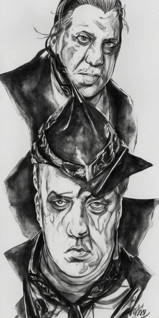 a ink drawing of Lindemann strikes back now!