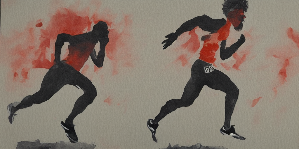 a painting of Run, keep running, keep breathing, keep breathing! If we're honest: He doesn't appear like that anymore, he lets us perform, uses us as figures who, without having to show himself, are supposed to show his strength, greatness after carrion.