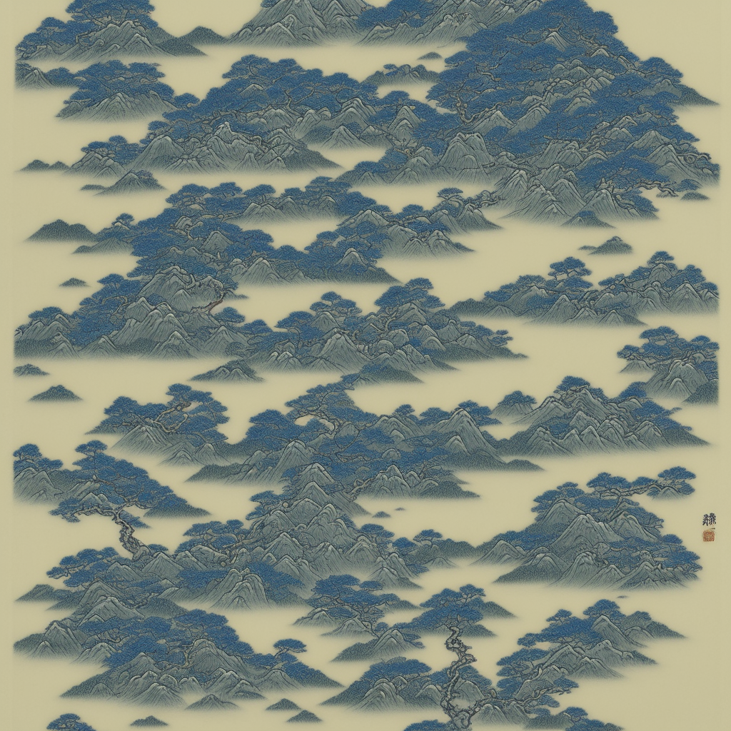 steven belledin pen blue Engraving Japanese landscape 