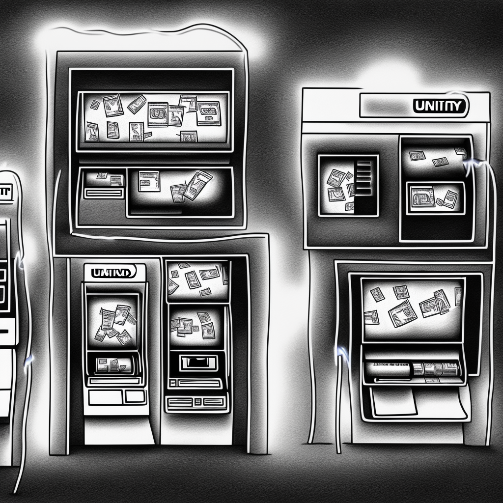 Atm machines on fire,lightning,realistic,4k,uhd black and white pencil illustration high quality