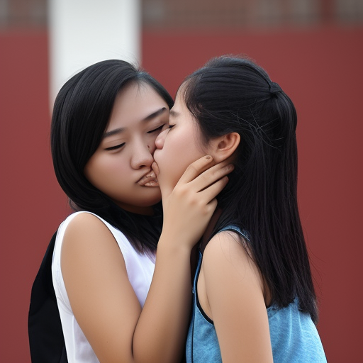 two high school malaysia girl kissing 