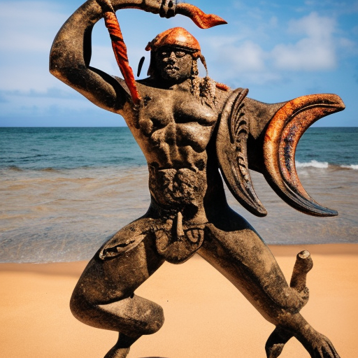 warrior man on seahorse, horsefish, ocean