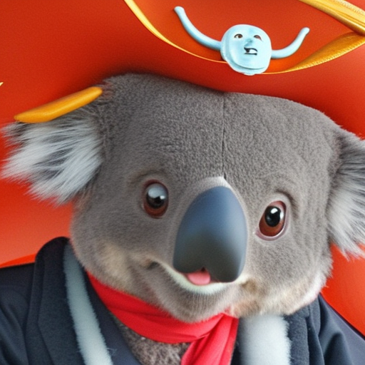 hyperdetailed closeup portrait by disney of koala dressed as a pirate