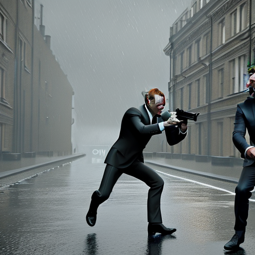 James Bond 007 Daniel Craig fight against Jason Bourne Matt Damon in a rainy day in London, hq, unreal engine 5, trending on art station