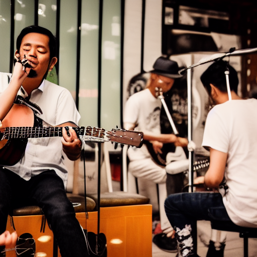 stevepiper, a malaysian acoustic band, playing at a cafe