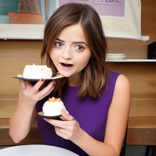 Jenna coleman eating a cake  