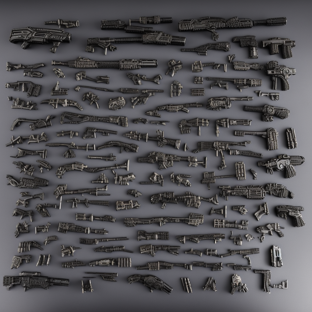 gears of war weapons as plastic warhammer figurine parts