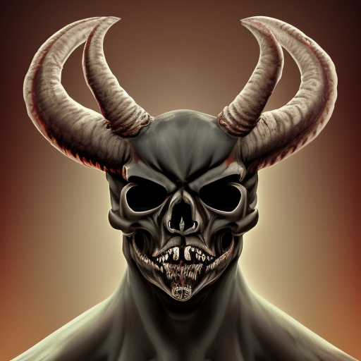 portrait of a demon skull with long horns, looking forward, in the smoke, trending on artstation, 8k