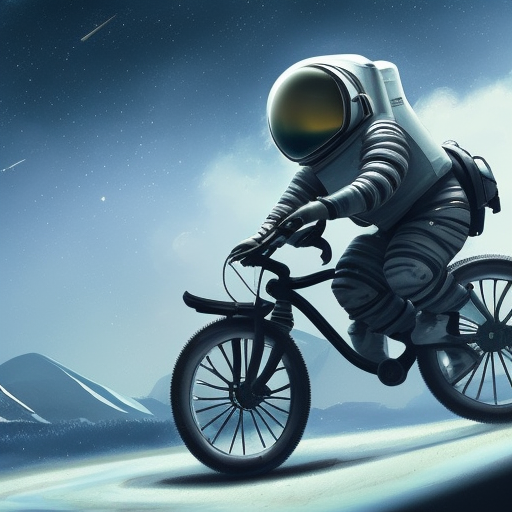 an astronaut riding a bicycle in a distant world, concept art, artstation, high detailed, intricate details, 8k