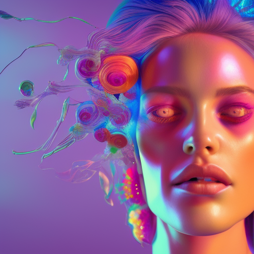 A psychedelic portrait of beautiful woman, vibrant color scheme, highly detailed, in the style of romanticism, cinematic, artstation, Moebius, golden ratio, incredible art, ultra detailed, masterpiece ultra realism Unreal 5 render with nanite, global illumination and path tracing, ray tracing, cinematic post-processing,  