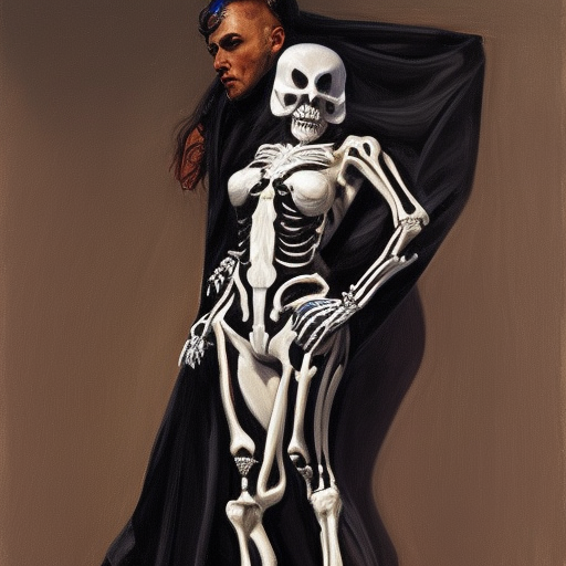 portrait of a female assassin in a skeleton onesie, by donato giancola.