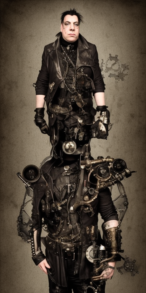 a steampunk style picture of Lindemann strikes back now!