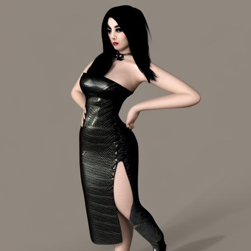 curvy feminine hot goth cutie with elegant dark shiny snakeskin leather neck-high dress, mosaic pattern, cgsociety, photorealistic, sublime ambience, idealistic, 16k, smooth, sharp focus, trending on ArtStation, volumetric lighting, fully clothed, worksafe