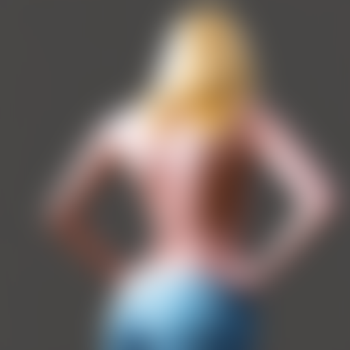 a blonde woman seen from behind, thin back and wide hips nkd photorealistic render
