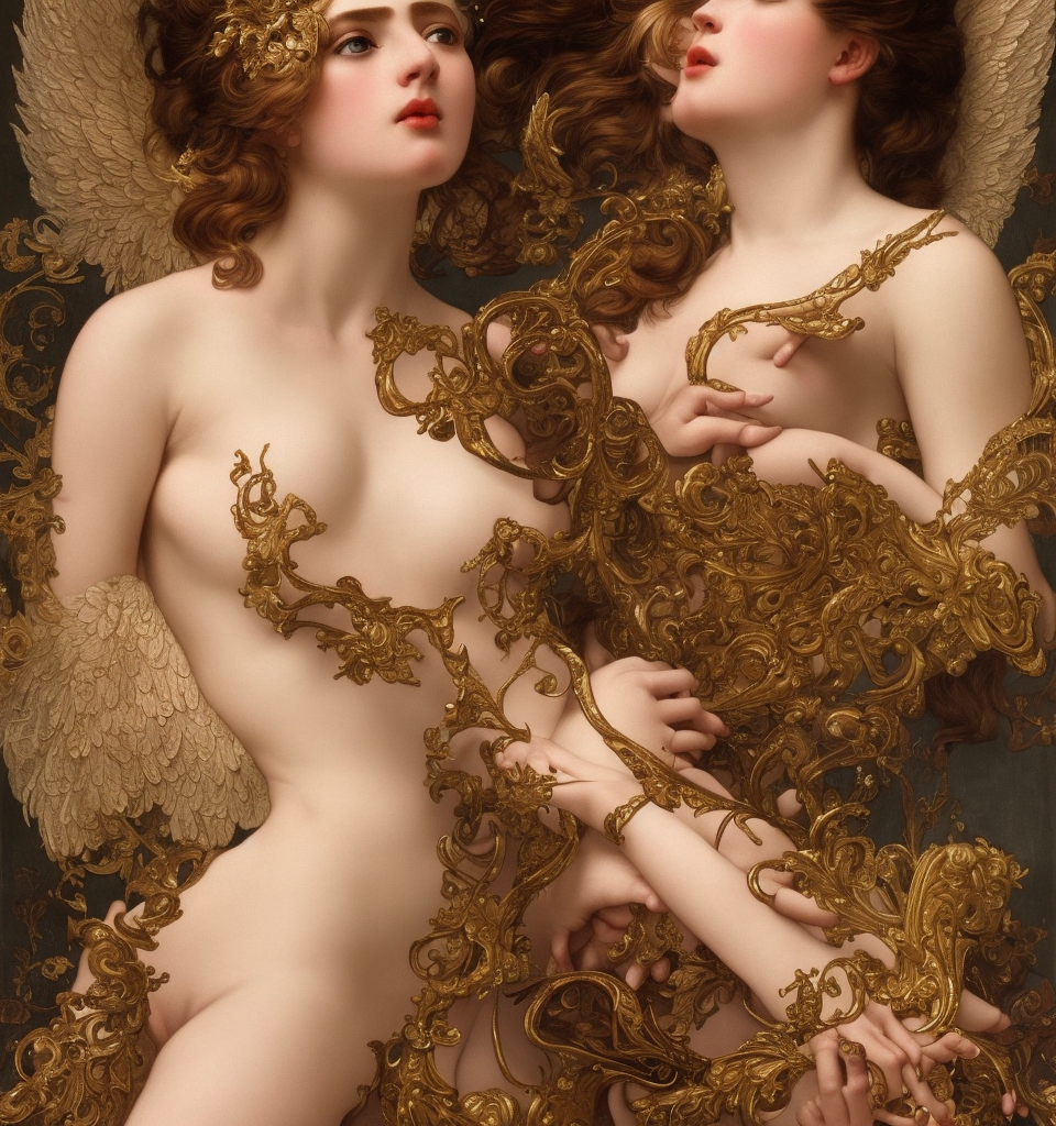 a detailed hyperrealistic renaissance angel wearing an intricate leather garters set, honey birdette, realistic renaissance portrait, highly detailed, digital painting, artstation, concept art, smooth, sharp focus, illustration, cinematic lighting, art by artgerm and wlop and alphonse mucha and jacques louis david and john william godward
