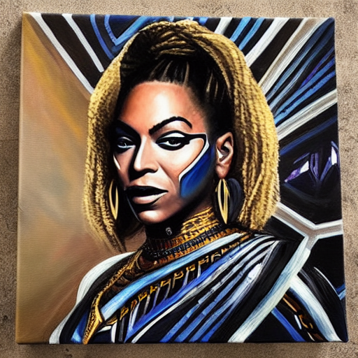 Beyoncé as black panther oil painting on canvas