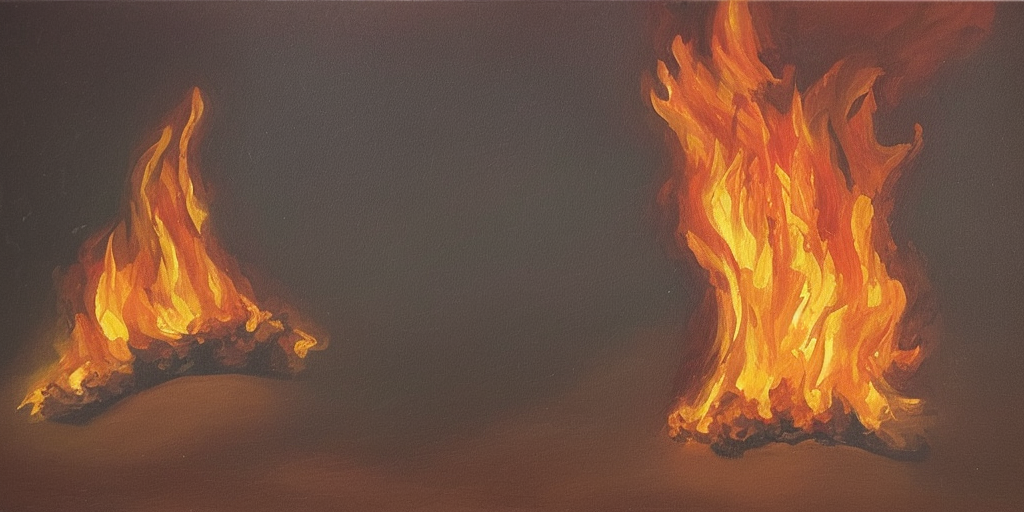 a oil painting of Burning from the inside