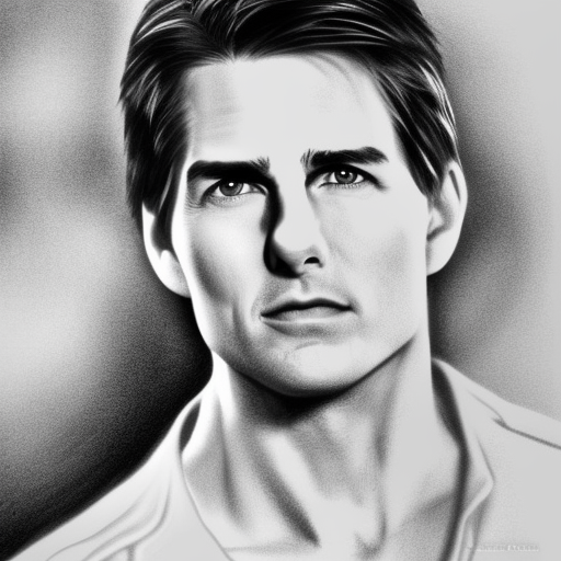 Tom cruise black and white pencil illustration high quality