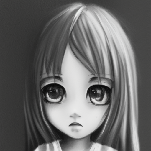 A little girl, chibi, cute, manga style, whole body, oil painting on canvas ultra-realistic portrait cinematic lighting 80mm lens, 8k, photography bokeh black and white pencil illustration high quality
