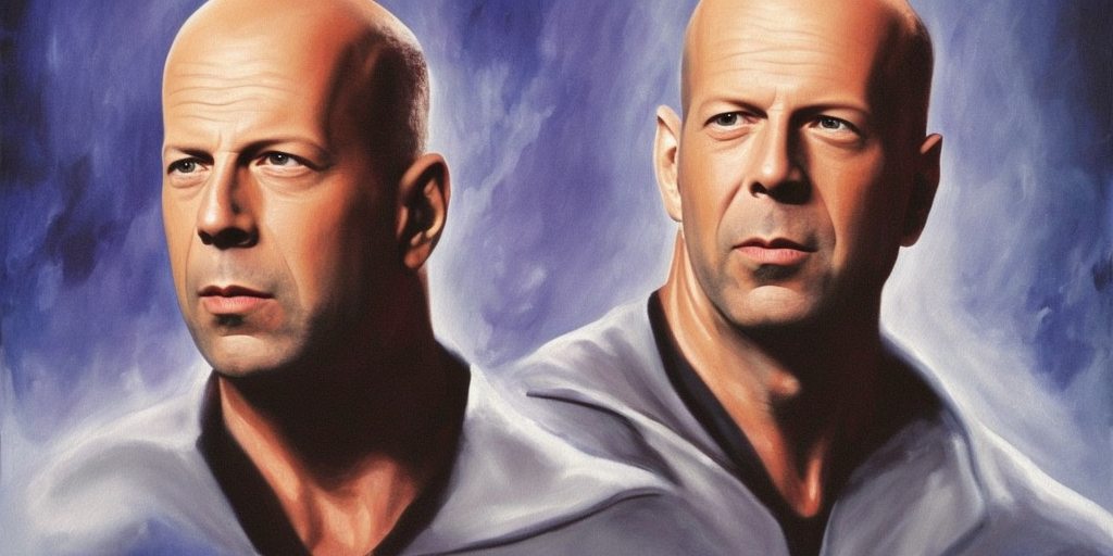 a painting of bruce willis as batman