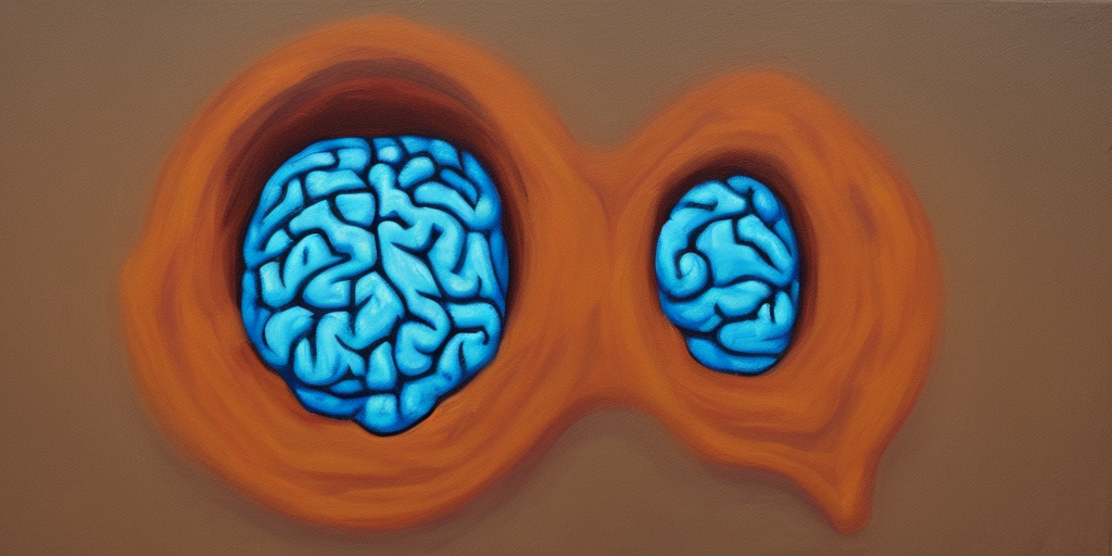a painting of a Brain in a hole