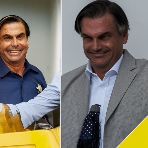 a chain and squid arrested, bolsonaro laughing and throwing the keys away.