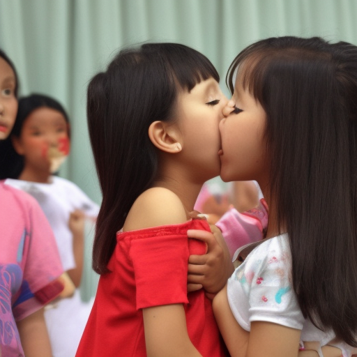 two Little idol melayu girl kissing in children show 