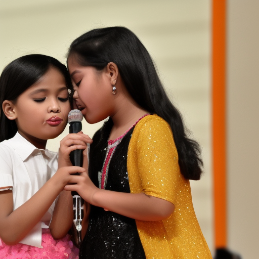 two Little idol melayu girl kissing in hari anugerah 