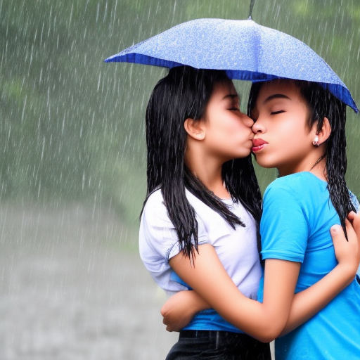 two preteen idol melayu girl kiss in rain