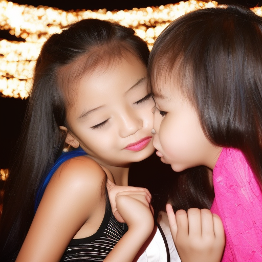two Little idol melayu girl kissing in night club 