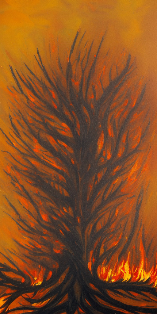 a oil painting of a Burning Tree