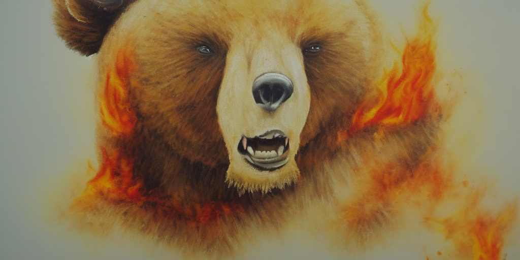 a painting of a burning Bear