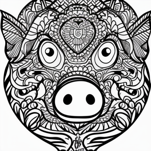 A cute pig disney style,no background,line art for the coloring drowing for children,cool coloring pages,coloring book art coloring book page style vactoer line,8k-2;3-8.5,11.25 inch page,with page no boder