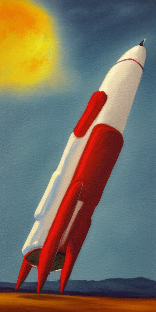 a painting of A rocket and a phallus