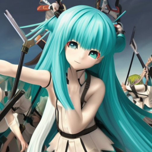 jesus christ our lord leading an army of hatsune miku into battle, photorealistic, anime, mini skirt, long hair, renaissance painting, hyper real, detailed, wide angle shot, ultra detailed