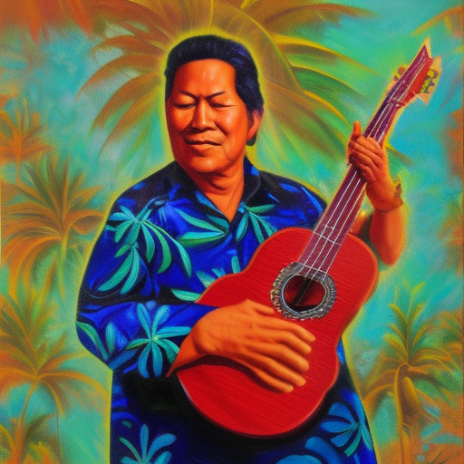 oil painting on canvas hawaiian music legend album cover
