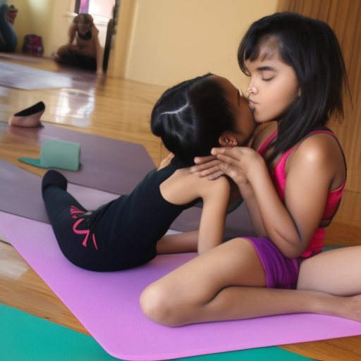 two preteens yoga melayu girl kissing 