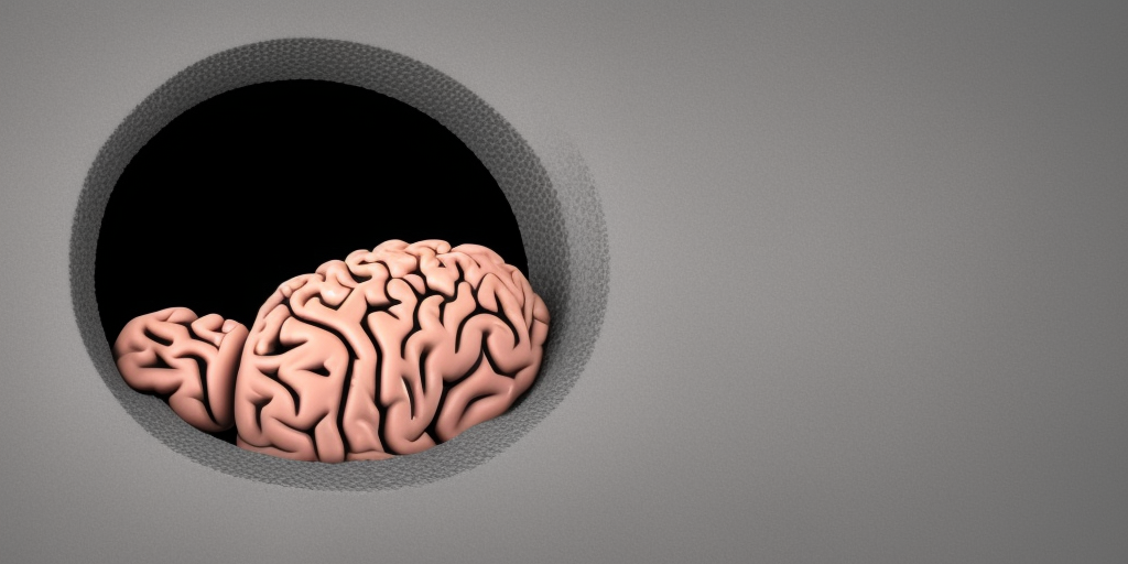 a 3d rendering of a Brain in a hole