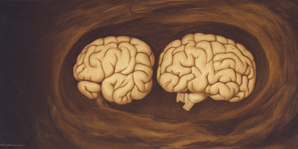 a classicism painting of a Brain in a hole