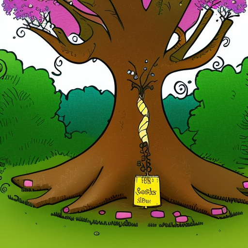 The Enchanted Tree of Wishes in a cartoon illustration
