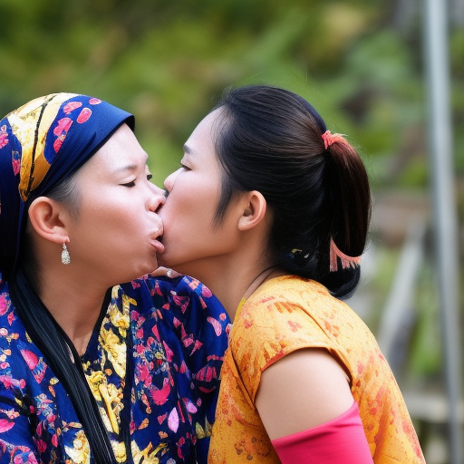 two malay women kissing 